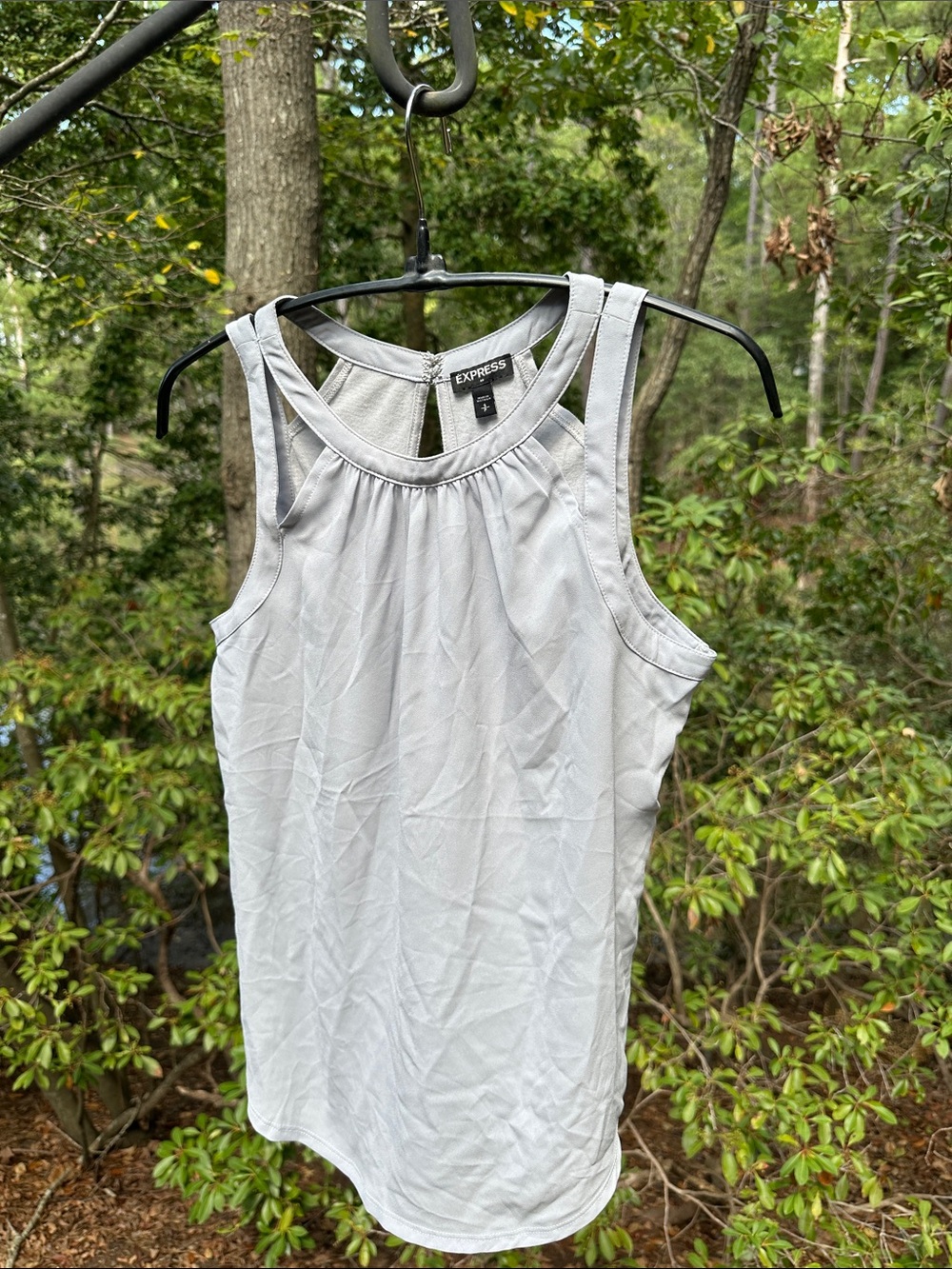 NWOT Express Light Gray Sleeveless Keyhole Tank Top